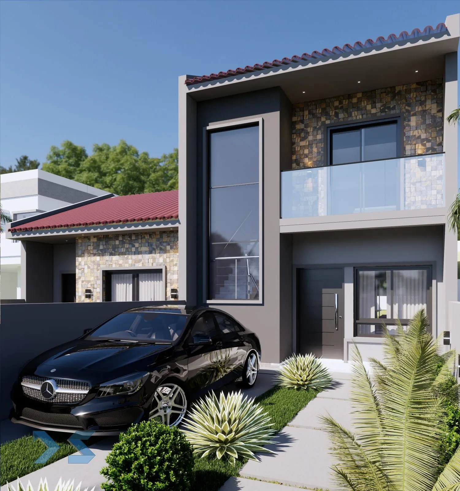 Projeto residencial usado no planejamento de construção